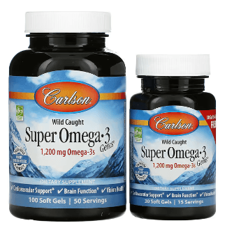 Carlson, 자연산, Super Omega-3 Gems, 600 mg, 소프트젤 100정 + 30정