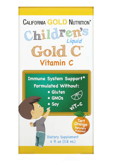 California Gold Nutrition, 어린이용 액상 Gold C, 비타민C, USP 등급, 천연 오렌지 향, 118ml(4fl oz)
