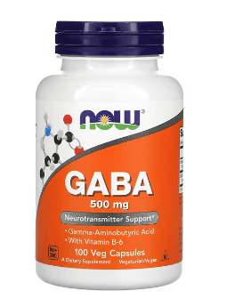 NOW Foods, 비타민B-6 함유 GABA, 500mg, 베지 캡슐 100정