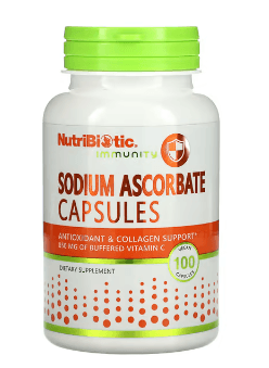 NutriBiotic, 면역, 아스코르브산 나트륨, 베지 캡슐 100정