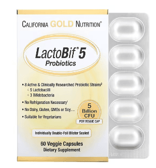 California Gold Nutrition, LactoBif 5 프로바이오틱, 50억CFU, 베지 캡슐 60정